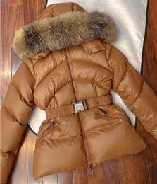 Womens Down Jacket Hood with Detachable Fox Trim Coat Designer Warm Parkas Belt Hoodie Thickened jacket Fashionable women's fur collar jacket high-quality AUFS