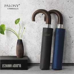 PALONY brand Wind Resistant Folding Automatic Umbrella Male Auto Luxury Big Windproof Umbrellas For Men Rain Black Coating 10K 220426