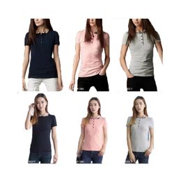 Designers Brand TOP High Quality Womens Blouses Lapel Neck Women T-shirt Embroidery And American Fashion Plaid Summer Casual Couple Beach Short Sleeves TOPS