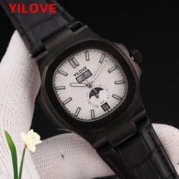 Super Factory Men's Square Wholesale Watch Calendar Multi-Function Three Hands Simple Leather Clock European Luxury Family Party Dress Ring Wristwatch