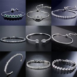 Fashion Luxury Punk Gold Silver Color Tennis Bracelets Bangle for Women Wedding on Hand Gift Jewelry Wholesale S5877b 220726