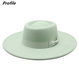 Wide Brim Hats Wholesale price Fedora hat winter circular concave convex surface flat top fashion men and women felt jazz 220913