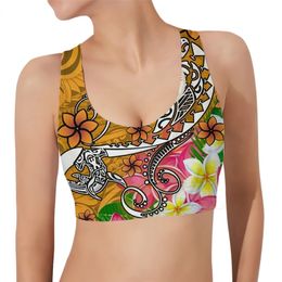 Women Sports Vest Polynesian Hawaii Seal with Turtle Plumeria 3D Pattern Tank Tops Fashion Female Yoga Fitness Bra W220616