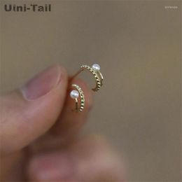 Stud Uini-Tail Selling 925 Silver Double Layer Pearl Earrings Simple Fashion Trend Temperament Dynamic High Quality JewelryStud Kirs22