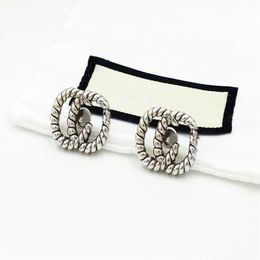 antique silver earrings UK - Designer Fashion Hoop Antique Silver Earrings Ladies Party Wedding Couple Gift Jewelry Engagement Belt Box245a