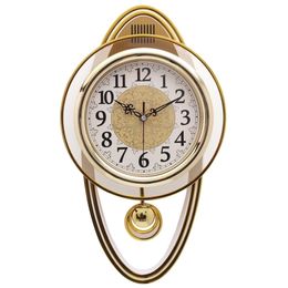 Luxury Large Wall Clock Vintage Modern 3d Watch Wall Clock Swing Clock Hanging Tables Shabby Chic Living Room Bedroom Horloge 50 210325
