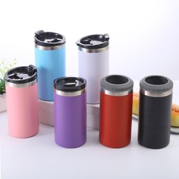 16oz stainless steel tumblers with duo lids Cola Beer cooler cans vacuum insulated double walled wine glass drinking bottle 2 lids travel Coffee mug water cup 6 Colours
