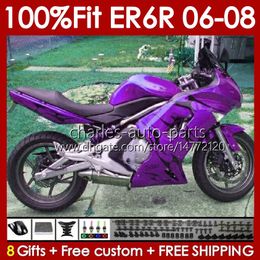 OEM Fairings Kit For KAWASAKI NINJA ER6 650 R ER 6 F 650R ER6F 06 07 08 Body 139No.96 650-R ER 6F ER-6F 2006 2007 2008 650R-ER6F 06-08 Injection Mould Bodywork purple flames