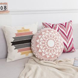 Cushion/Decorative Pillow Geometry Cushion Cover 45x45 Pillowcase Decorative Sofa Cushions Pillowcover Home Decor Pink White Purple Cases