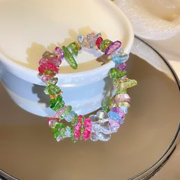 Beaded Strands LoveLink Cute Korean Style Irregular Colour Stone Transparent Butterfly Bracelet Fashionable Design Acrylic Bead Women Gift Fa