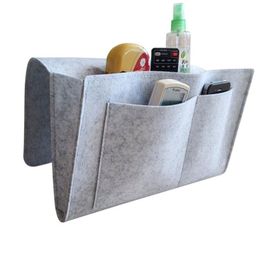 Bedside Storage Bag Felt Bed Sofa Side Pouch Remote Control Hanging Caddy Bedside Couch Storage Organizer Bed Holder Pockets Y200714