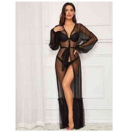 NXY Sexy Set European and American Foreign Trade Lingerie Lace Long Skirt Pajamas Plus Nightgown 0211