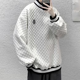 Hybskr Design Cartoon Graphic Plaid Casual Men Sweatshirts Autumn Winter Harajuku O Neck Male Pullovers Korean Uniform Tops 220816