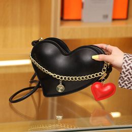 Evening Bags Chain Small Clutch Heart-shaped PU Leather Crossbody Shoulder Sling Bag For Women Fashion Brand Handbags And PursesEvening