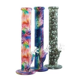 promotion activity glaw in dark smoking silicone hookah Colourful printed water wax dab bong for wholesales