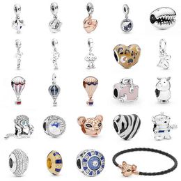 2019 Summer New 100% 925 Sterling Silver Lion Princess Charm Hot Air Balloon Bead Pendant Fit DIY Bracelet Original Jewellery Gift AA220315