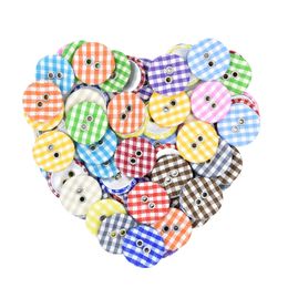 50 PCS Plaid Eye Buttons Handmade Diy Jewellery Stickers Shoes Clothes Hats Round Creative Decorative Buttons 17MM 1222805