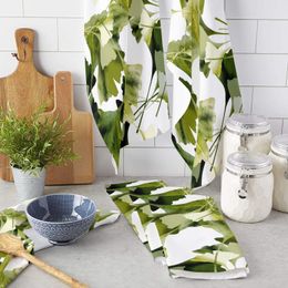 Towel Plant Green Leaves Oil Painting Kitchen Microfiber Cleaning Cloth Car Wash Absorbent Drying ClothTowel