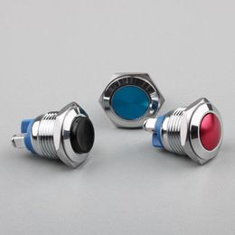 Switch 16mm Metal Button Self-resetting Waterproof Inching Semi-alumina Silver Contact Car ModificationSwitch