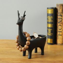 Jewelry Pouches Bags Resin Deer Entrance Key Storage Creative Ornaments Bracelet Stand Necklace Ring Display StandJewelry