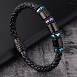 Punk Threaded Button Metal Weaving Bracelet Men Women Stainless Steel Twining Classic Style Charm Black High Quality Link Chain