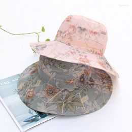 Wide Brim Hats 2022 Women's Bucket Hat Caps Hip Hop Gorros Panama Summer Beach Sun Fishing Boonie Flower Lattice Lace Breathable Eger22