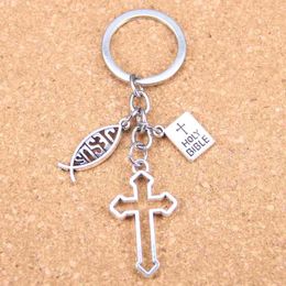 20pcs New Fashion DIY Keychain jesus cross book holy bible Pendants Men Jewellery Car Key Chain Souvenir For Gift AA220318