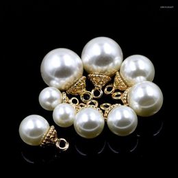 Other 10 12 14mm Acrylic Imitation Pearl Beige Round Beads With Button For DIY Craft Jewellery Making Earing Supplies AccessoriesOther Edwi22