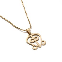 Chains Gold Color Stainless Steel African Adinkra Symbol ODO NNYEW FIE KWAN Power Love Pendant Women Men Unisex Necklace