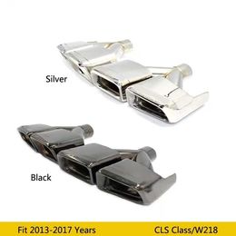 Pair Y Style Stainless Steel Exhaust Muffler Tips For BENZ CLS W218 AMG Style Rear Bumper Tail Pipe Car Accessories