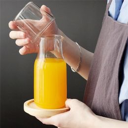 Transparent Colour Glass Teacup Set Simple Heat-Resistant Drinking Juice Cup With Tea Pitcher Water Bottle Drinkware 220418