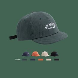 Short Brim Baseball Cap Hip Hop Casual Flat Brimmed Snapback Cotton Outdoor Sports Men Sunscreen Letter Embroidery Bone