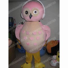 Performance Pink Owl Mascot Costume Halloween Christmas Fancy Party Dress Cartoon Character Outfit Suit Carnival Unisex Adults Outfit
