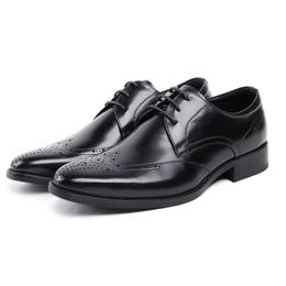 men handmade derby genuine leather formal business wedding shoes