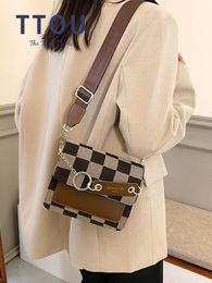 Evening Bags Checkerboard Mini Fabric Flap Crossbody Sling For Women 2022 Design Handbag Simple Shoulder Bag HandbagsEvening EveningEvening