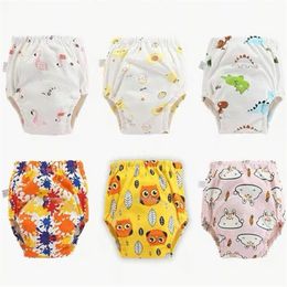 4pclot Baby Cotton Traints Traints Panties Водонепроницаемые тканевые подгузники многоразовый