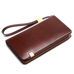 Wholesale XIANGFUNIAO Brand Men Clutch Bag Fashion Leather Long Purse  Double Zipper Business Wallet Black Brown Male Casual Handy Bag From  m.
