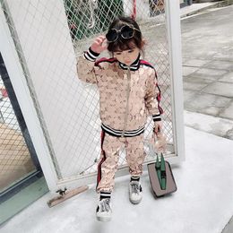wholesale boys joggers Canada - Kids Boy Clothes Sets New Kid Print Tracksuits Winter Fashion Letter Hoodie Joggers Boys Girls Childs Casual Soprtwear 2 Styles250J