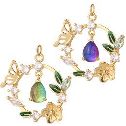 designer butterfly necklace UK - Charms Flower And Butterfly For Jewelry Naking Supplies Crystal Real Gold Plated Designer Diy Earring Bracelet Necklace