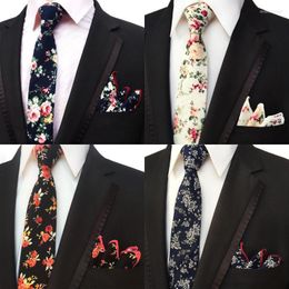 Bow Ties Blue Floral For Men Handkerchiefs Red Cotton Necktie Pocket Square Set Flower Business Tie White 8cm Wedding Neckties A144Bow Enek2