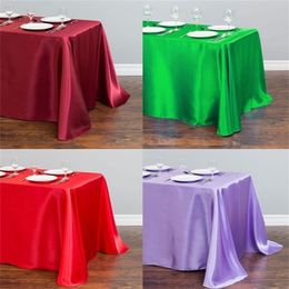 1pcs 22 Solid Colour Satin Tablecloth for Wedding Decors Christmas Table Cover Round Square Table Cloth Home Dining Table Decor 201007
