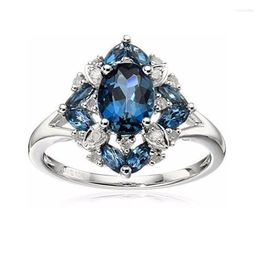 Wedding Rings For Women 925 Sterling Silver Color Imitation Diamond Sapphire Crystal Gem Ruby Jewelry Amethyst Bague Etoile Bizuterias Wynn2