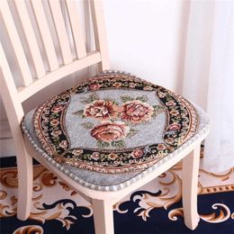 European Style Chenille Fabric Dining Chair Cushion Multiple Patterns Home Garden Fabric Dining Table Chair Mat Soft Breathable 220402