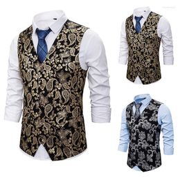 Men's Vests Style Individuality Nightclub Business Bronzing Printing Leisure Double Breasted Vest European And American Sizes XXL Stra22