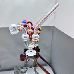 Glass pipe Oil Burner bong hookah Smoking New Colour coated skeleton with base big bubble glass smoking set
