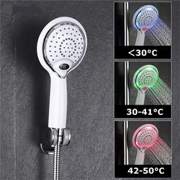LED Shower Spray Head Headheld Shower Spray Head Digital Temperature Sensor 3 Colours Change Water Powered New Rainfull Shower 200925