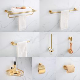 Bath Accessory Set European Bathroom Rack Wall-Mounted Towel Bar Round Pendant Brushed Gold Accessories As24Bath