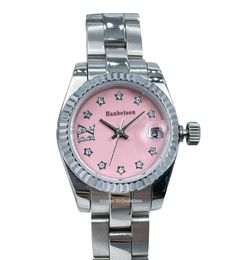 Silver Women Mechanical Watch 28mm Pink diamond dial Automatic Self-Winding Watches Stainless Steel Dress WristWatch