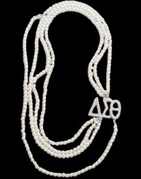 Pendant Necklaces 50pcs AEO Greek Sorority Long White Beads Pearl Necklace Quality Fashion Sweater WomenPendant