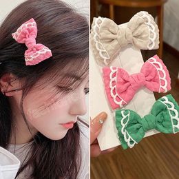 Girl Fashion Fabric Bowknot Hairpin For Women Girls Ribbon Hair Clips Color Bow Barrettes Female Hair Accessories